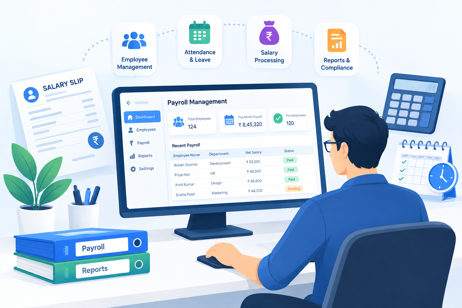 AI-powered HR and payroll management platform with employee, payroll, attendance and analytics features.