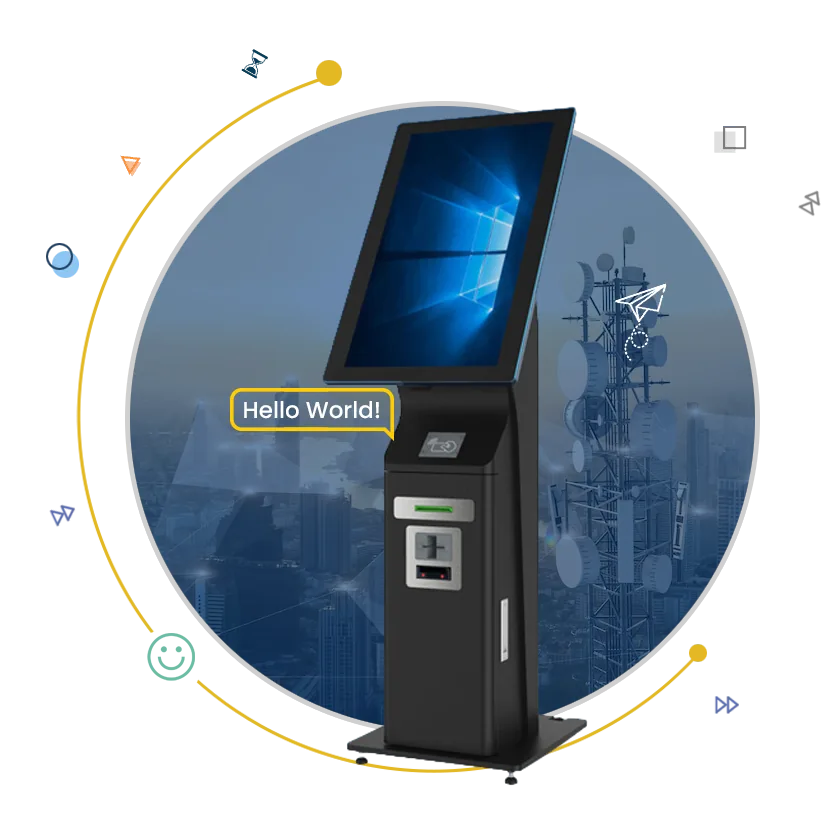 XIPHIAS Telecom Touch Screen Kiosk for self-service bill payment and SIM activation
