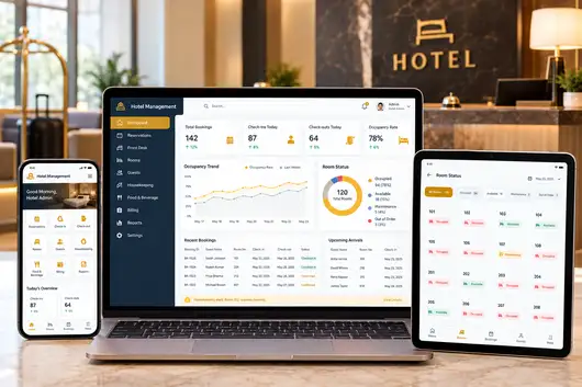 XIPHIAS Hotel Management Software with self-check-in kiosk