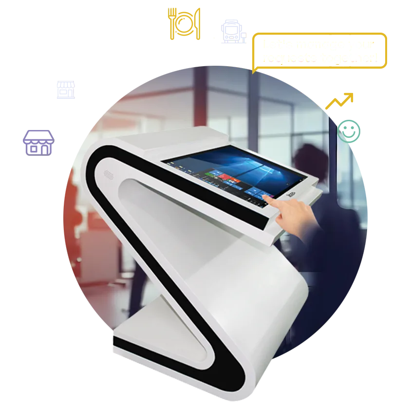 XIPHIAS AI-Powered Information Touch Screen Kiosk for corporate offices and public spaces