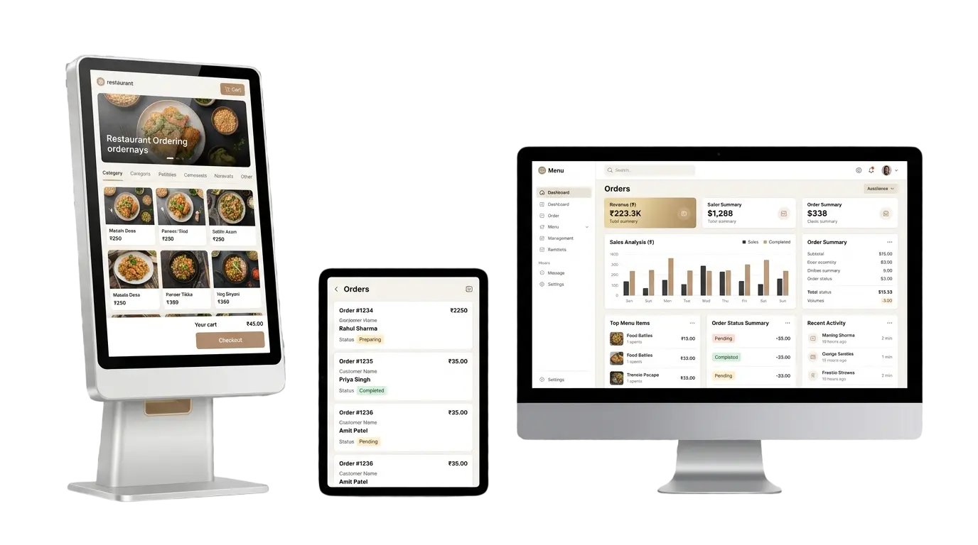XIPHIAS food ordering kiosk software showing the self-service ordering screen