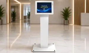 AI visitor registration and digital pass generation at exhibition kiosk