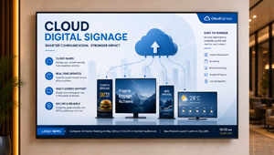 Cloud-based digital signage enabling centralized content management across multiple retail and enterprise locations.