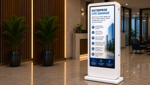 Enterprise Lite digital signage for single shops and intranet environments with LAN or WLAN connectivity, offline operation and schedule-based content management.