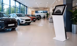 Interactive wayfinding kiosk with turn-by-turn directions to stores, departments, gates and facilities.