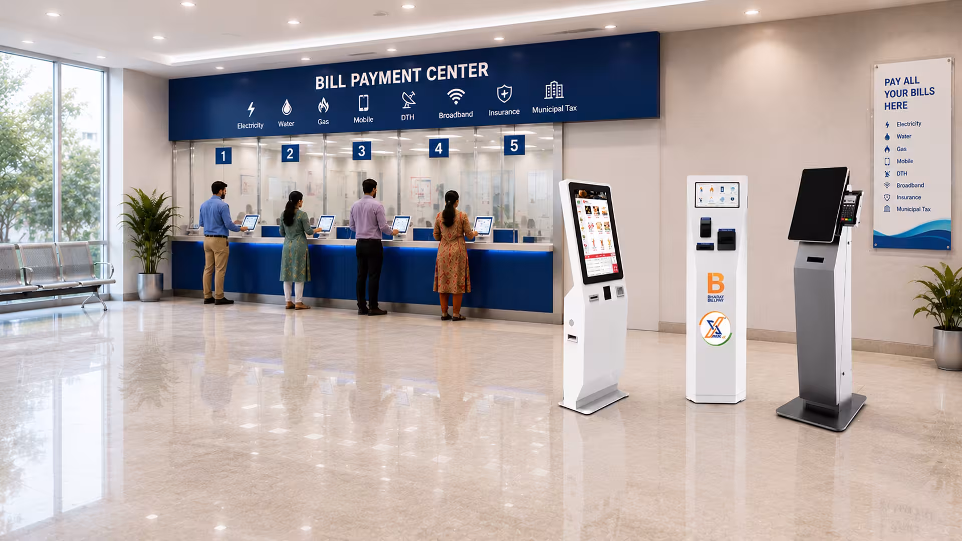 AI-powered Bill Payment Touch Screen Kiosk for 24/7 self-service utility payments