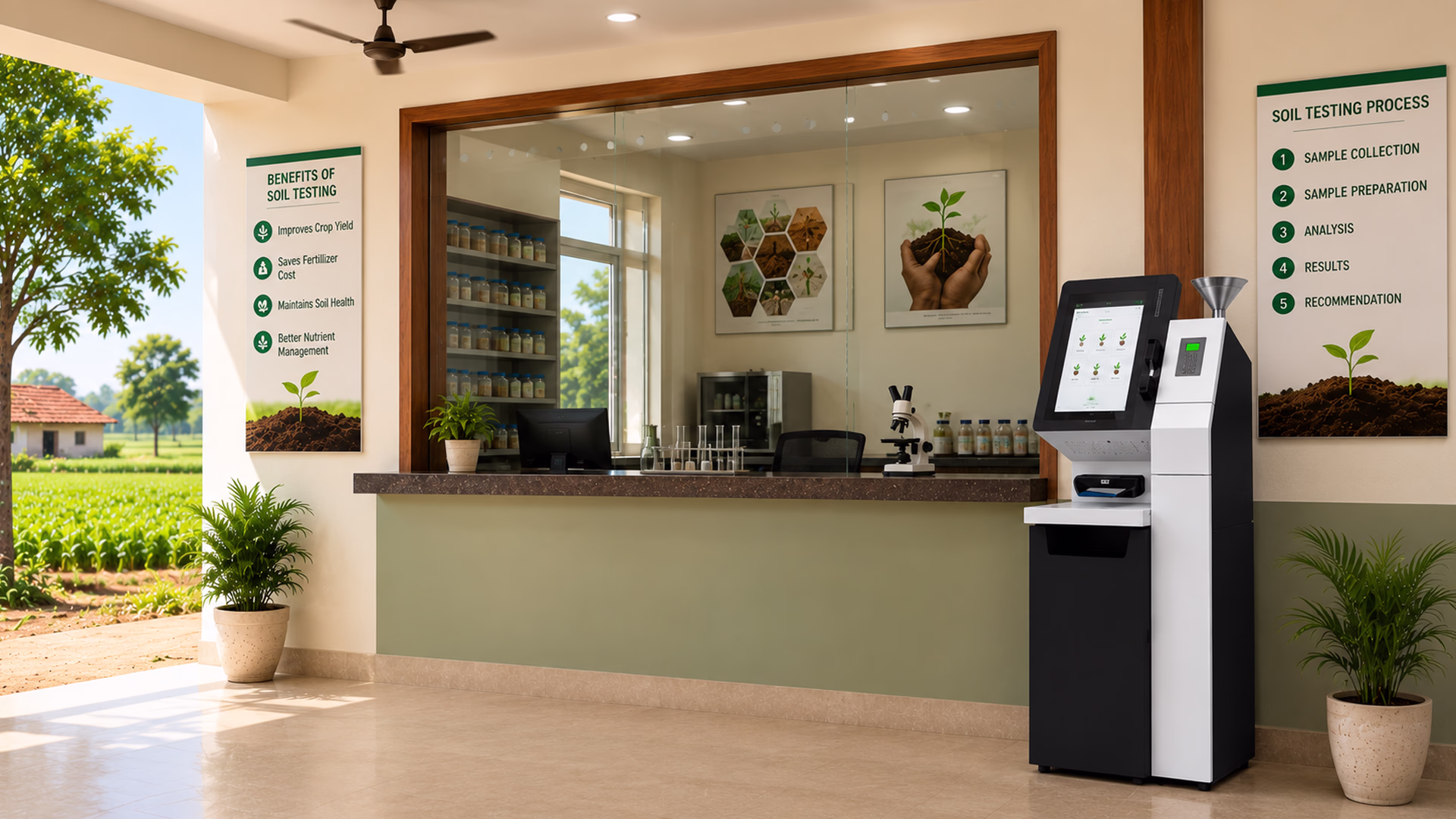 Automated Soil Testing Touch Screen Kiosk for farmers and agriculture departments