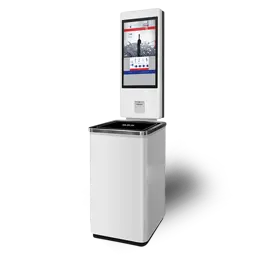 Freestanding XIPHIAS retail kiosk with large touch screen for self-service shopping and product discovery