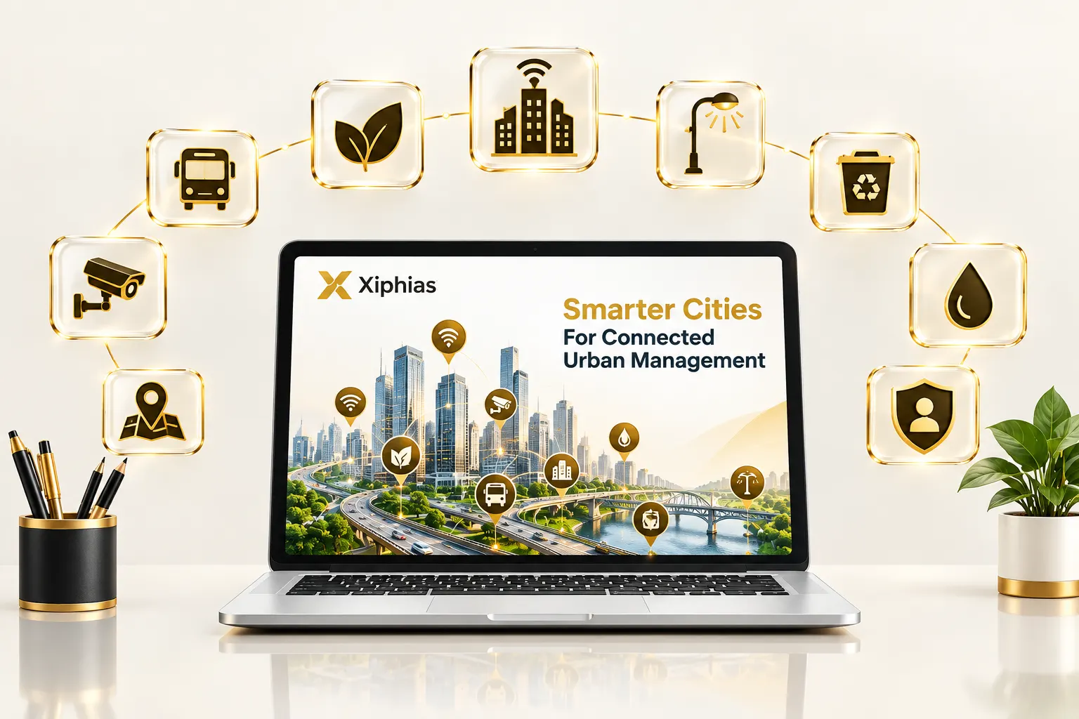Smart city kiosk offering parking, transit and citizen services.
