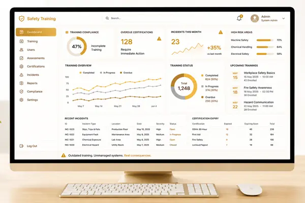 Safety training software for workplace safety management