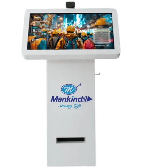 Touchscreen Safety Training Kiosk for digital EHS induction and employee onboarding.